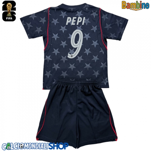Maglie da calcio Stati Uniti Ricardo Pepi #9 Seconda Maglia Bambino Mondiali 2026  Manica Corta + Pantaloni corti)